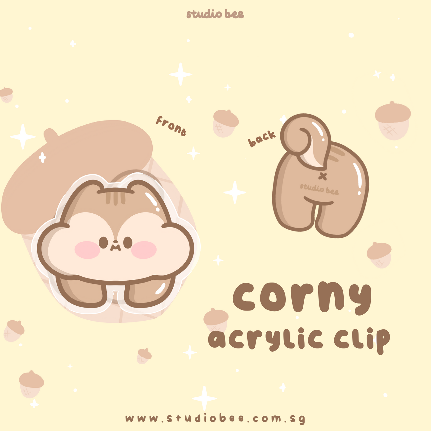 Corny the Squirrel Acrylic Clip