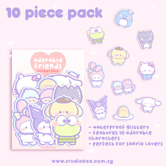 Adorable Friends 1st Series Glittery Sticker Pack (10pcs)