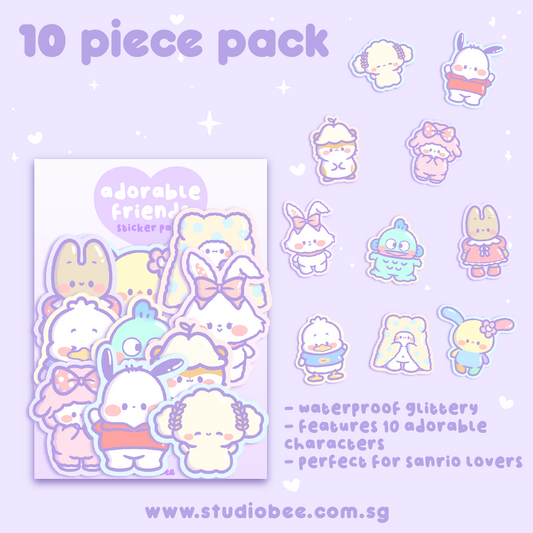 Adorable Friends 2nd Series Glittery Sticker Pack (10pcs)