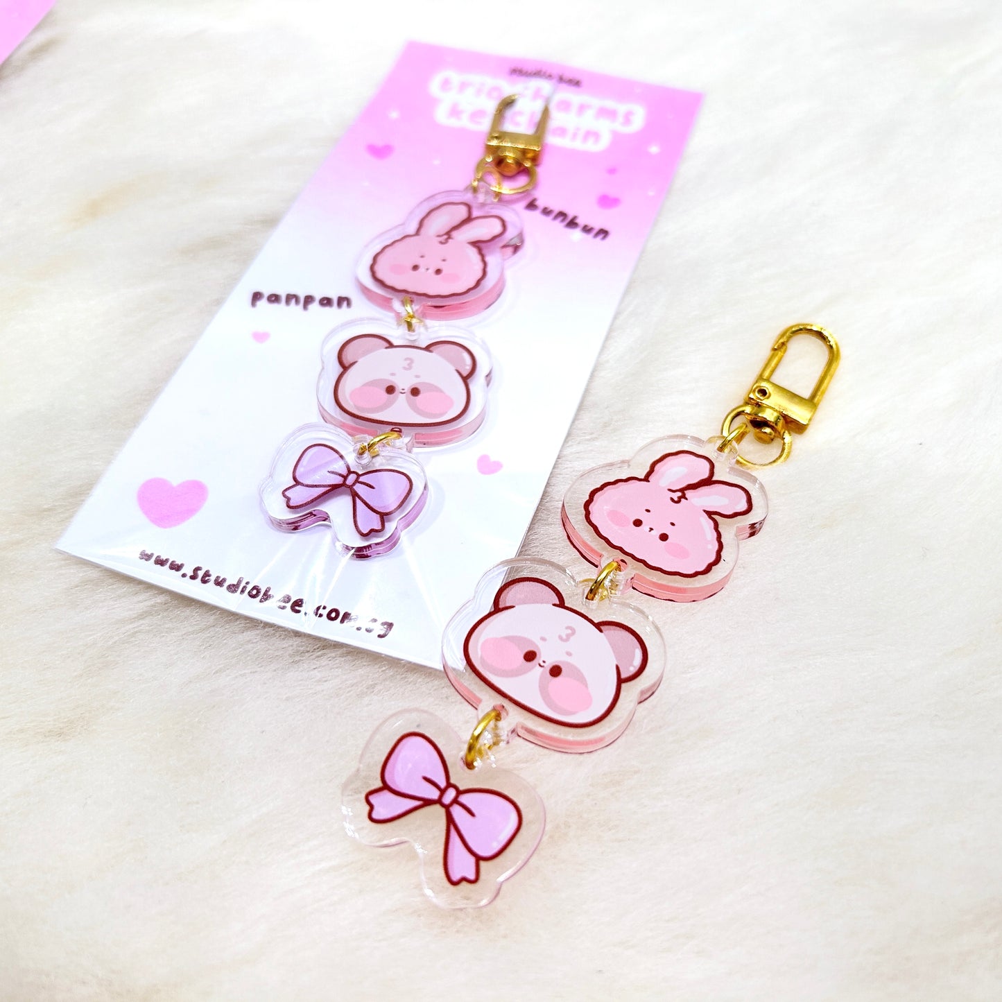 Pink Trio Charms Acrylic Keychain