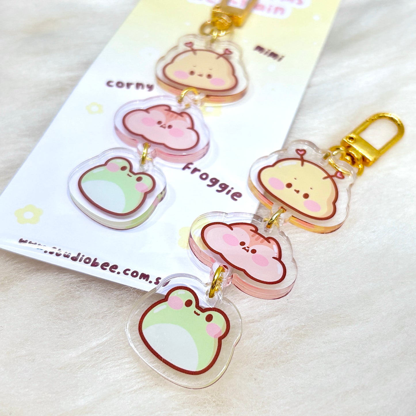 Yellow Trio Charms Acrylic Keychain