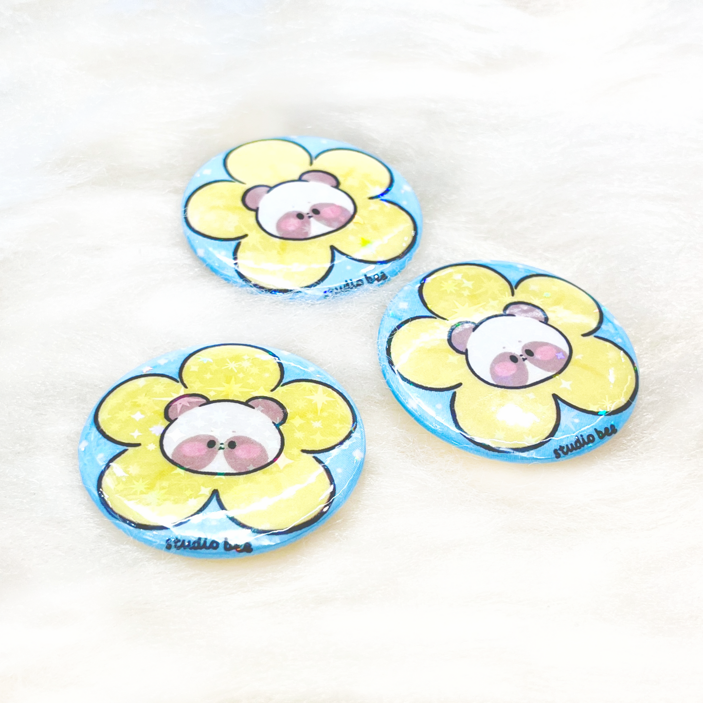 Yellow Flower PanPan Button Badge