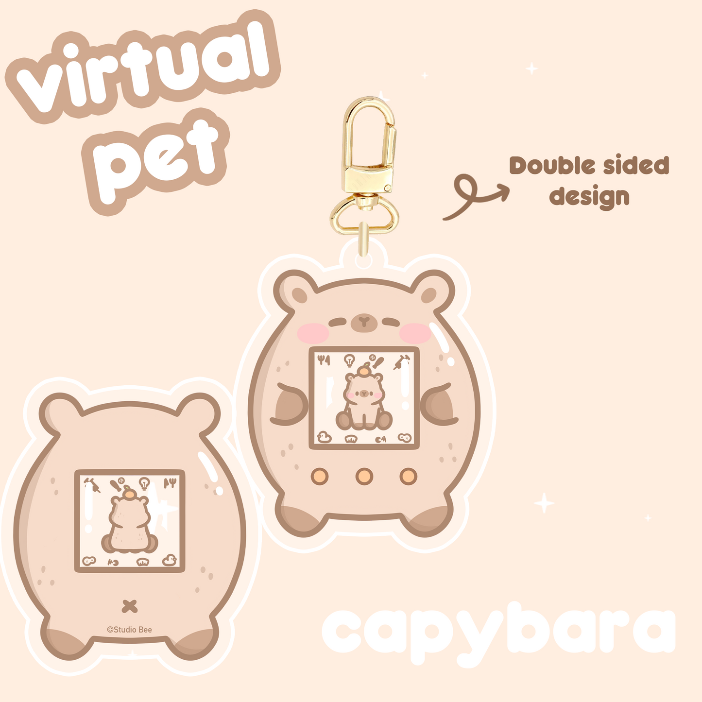 Capybara Virtual Pet Keychain