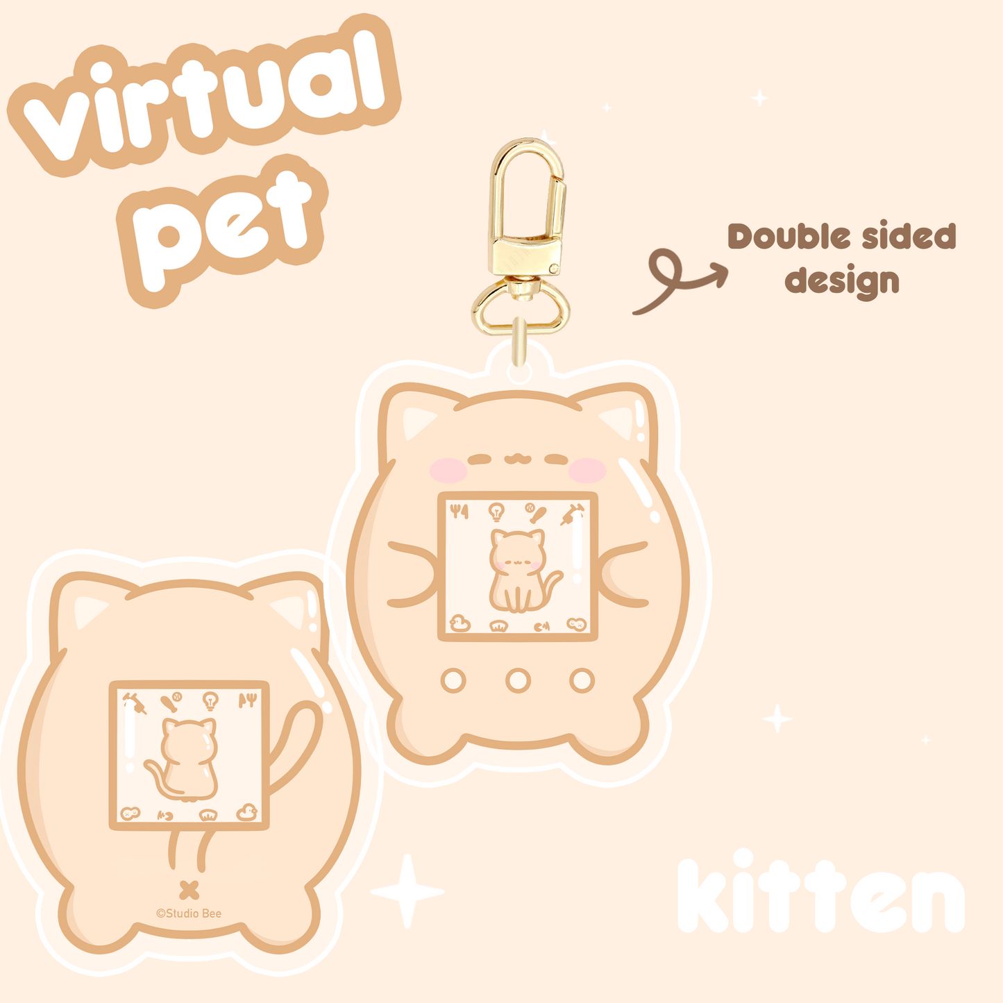 Kitten Cat Virtual Pet Keychain