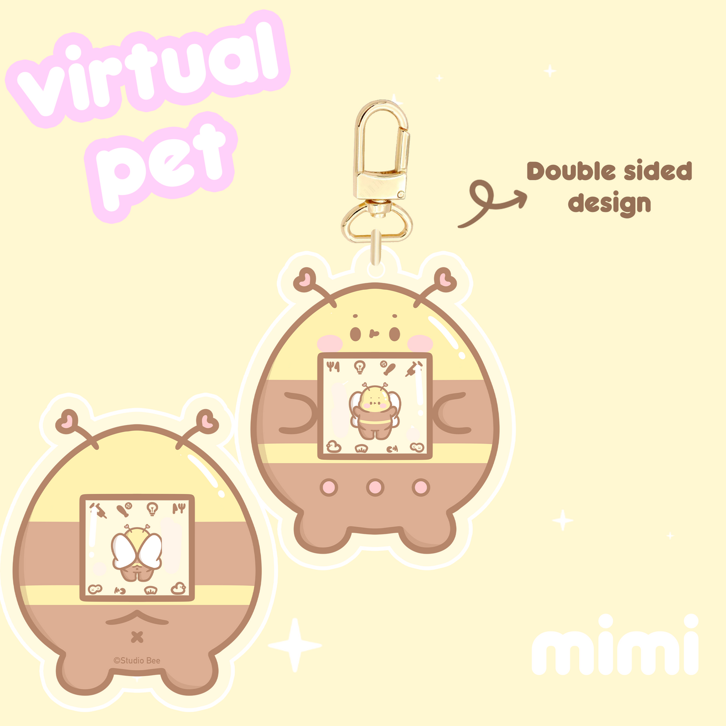 Mimi Bee Virtual Pet Keychain